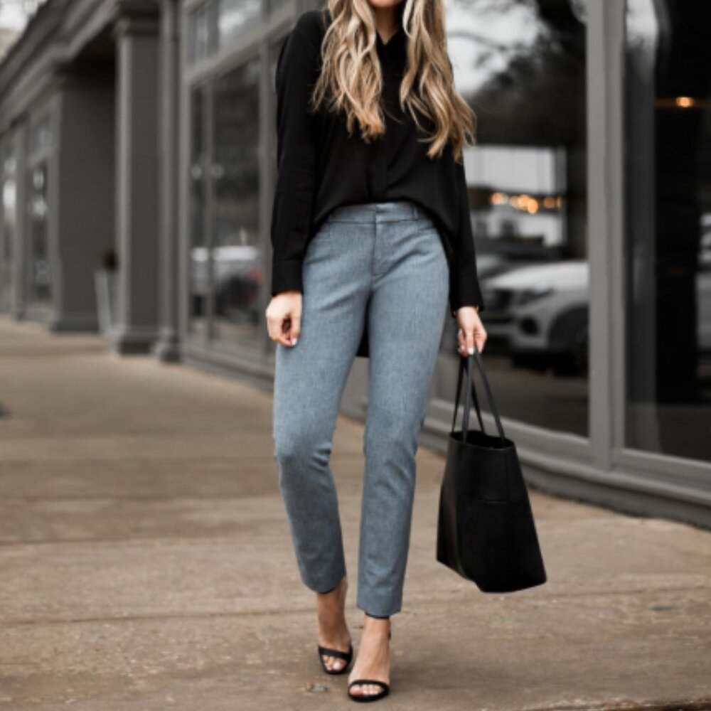 Banana Republic - Sloan Skinny-Fit Textured Pants | Gray Charcoal | 0 Petite